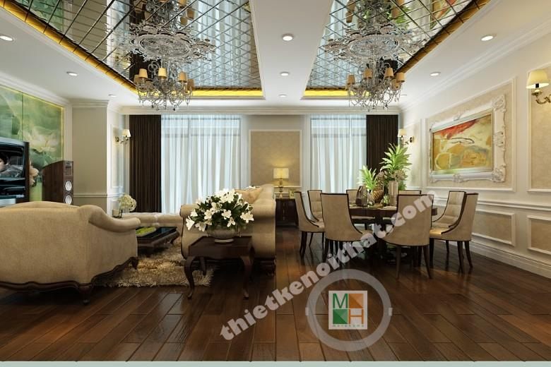 Thiết kế nội thất chung cư royal city tân cổ điển